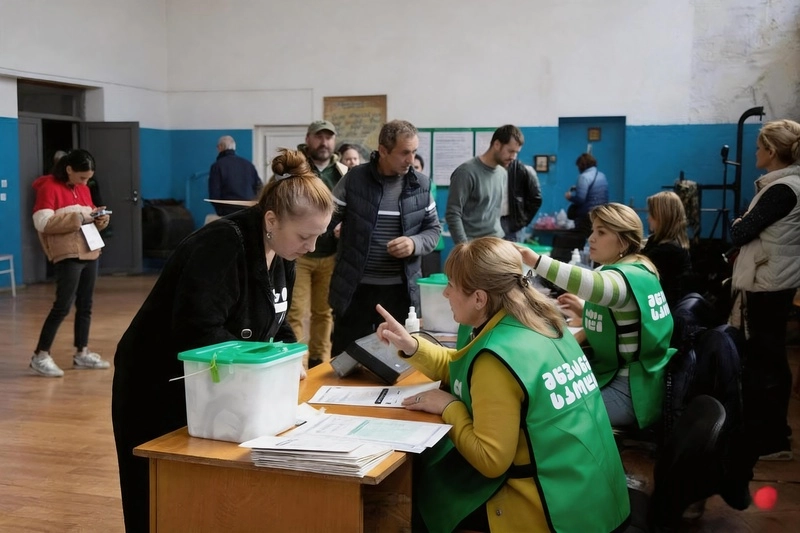reflective vest at Georgian election site