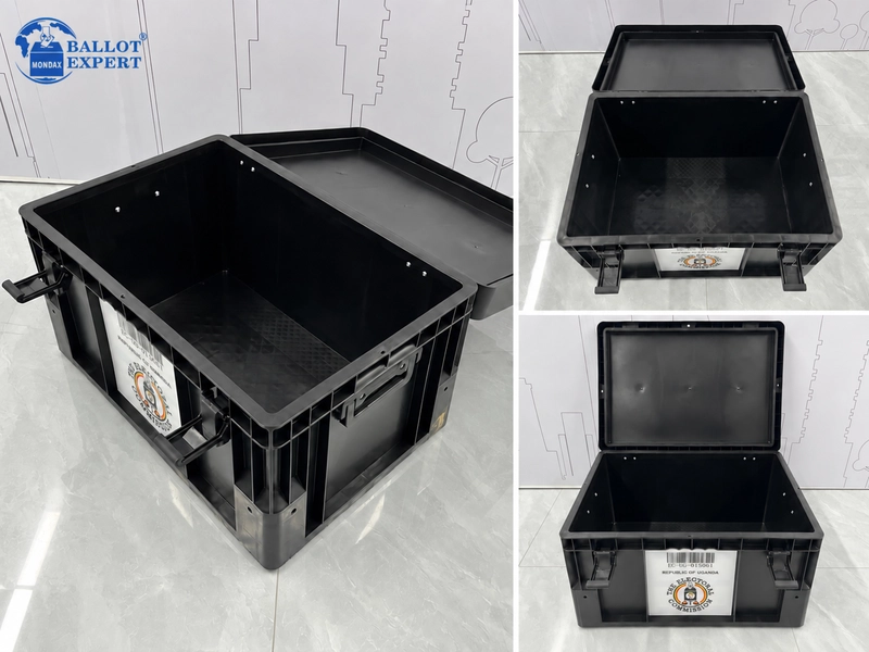 Uganda 60L Black Plastic Ballot Box Interior View