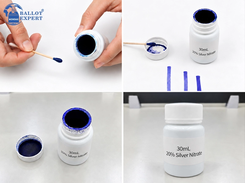 30mL 20% silver nitrate indelible ink with blue ink marks