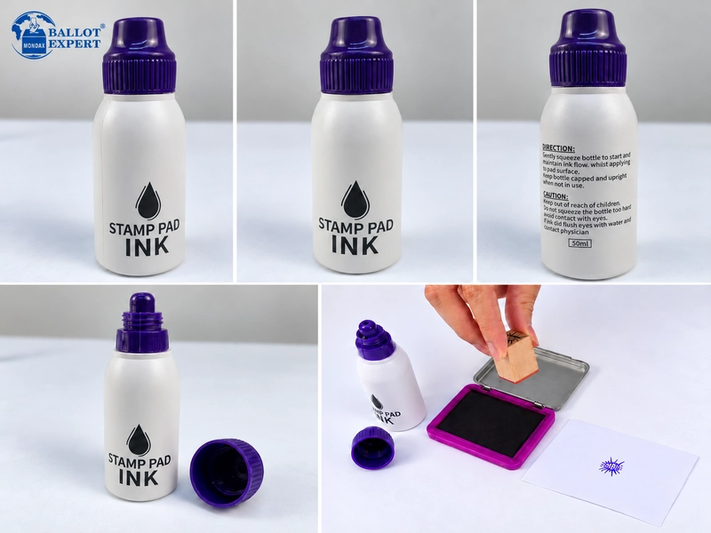 50mL Purple Stamp Pad Ink Bottle Details and Stamping Demonstration 50mL Purple Stamp Pad Ink Bottle Details and Stamping Demonstration