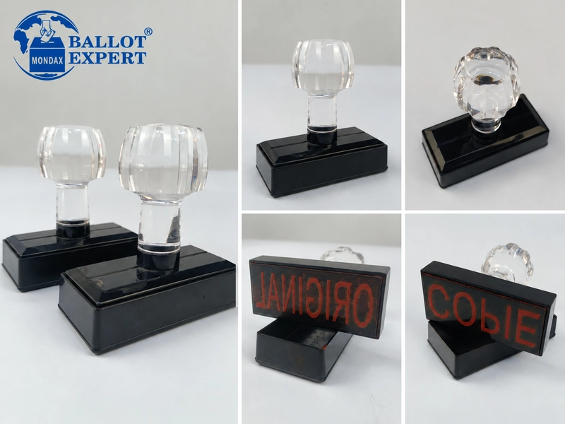Original and Copy Marking Rubber Stamps with Clear Handles