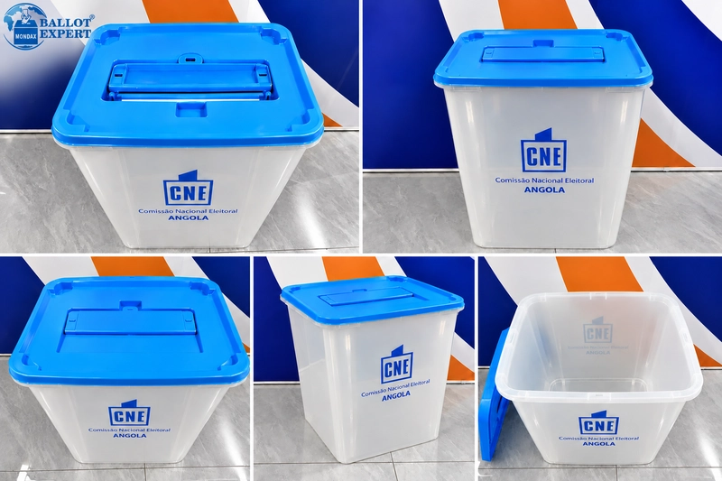 Custom 60L election ballot box shown from multiple angles