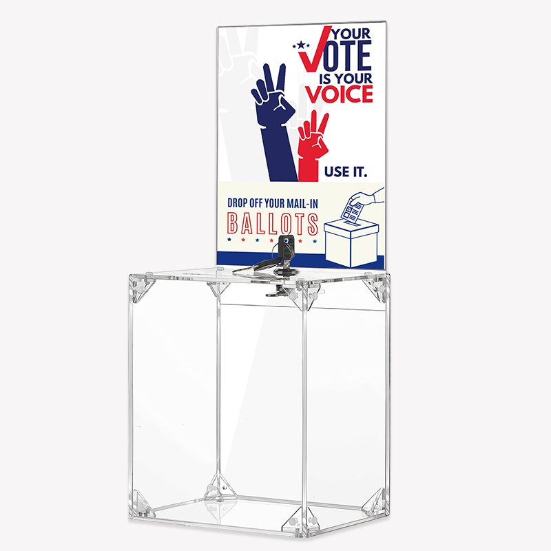 Clear Acrylic Voting Ballot Drop Box With Slot And Lock