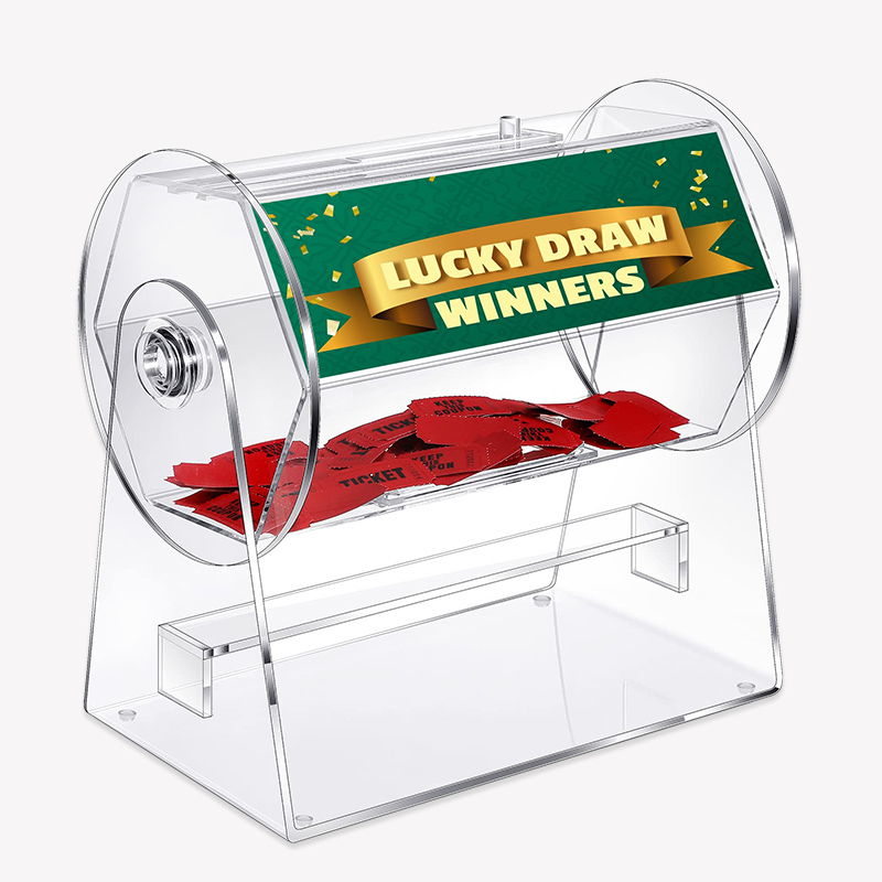 Clear Acrylic Raffle Drum Lottery Ticket Box